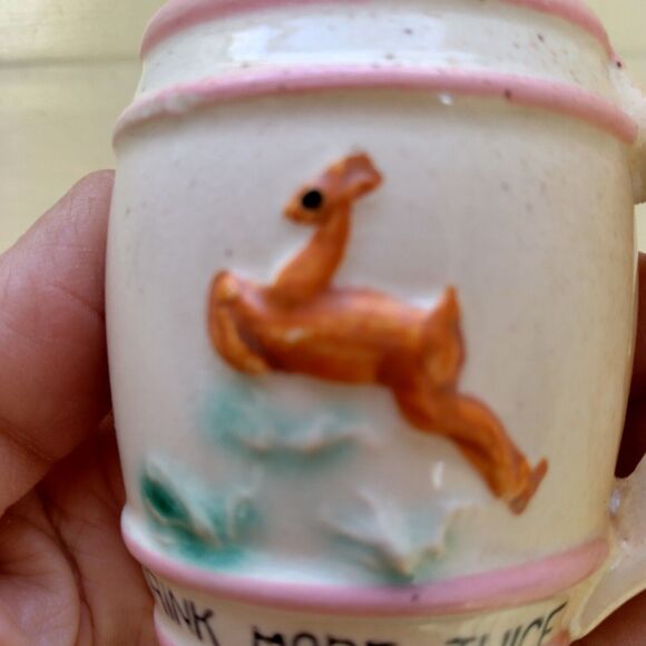 Drink More Juice fox handle childs cup 2 1/2" tall with deer - Picture 7 of 8